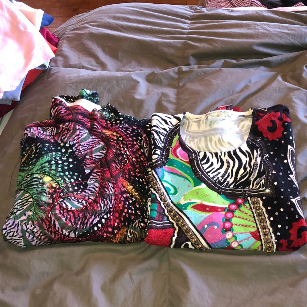 Fun and funky sweaters.